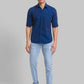 Parx Men Blue Printed Slim Fit Cotton Blend Full Sleeve Cut Away Collar Shirt
