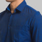 Parx Men Blue Printed Slim Fit Cotton Blend Full Sleeve Cut Away Collar Shirt