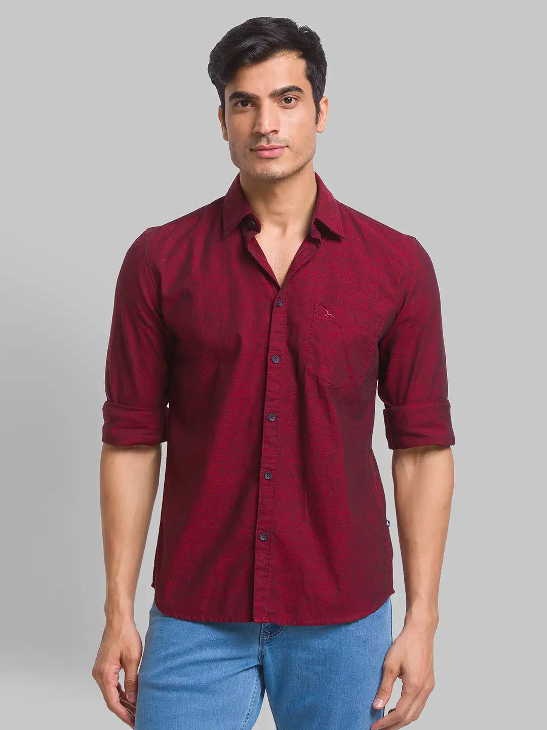 Men Slim Fit Light Fawn Shirt