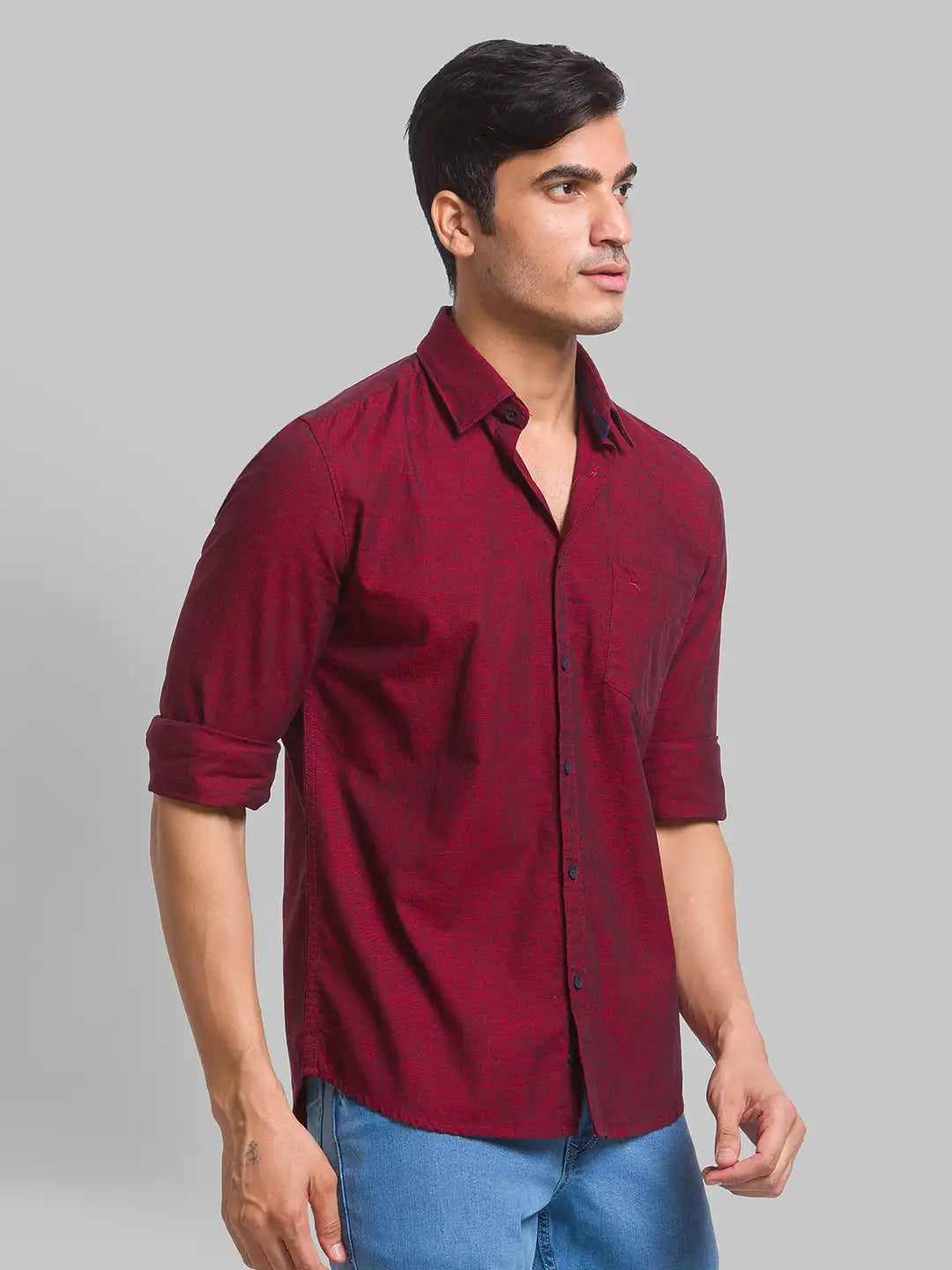Men Slim Fit Light Fawn Shirt