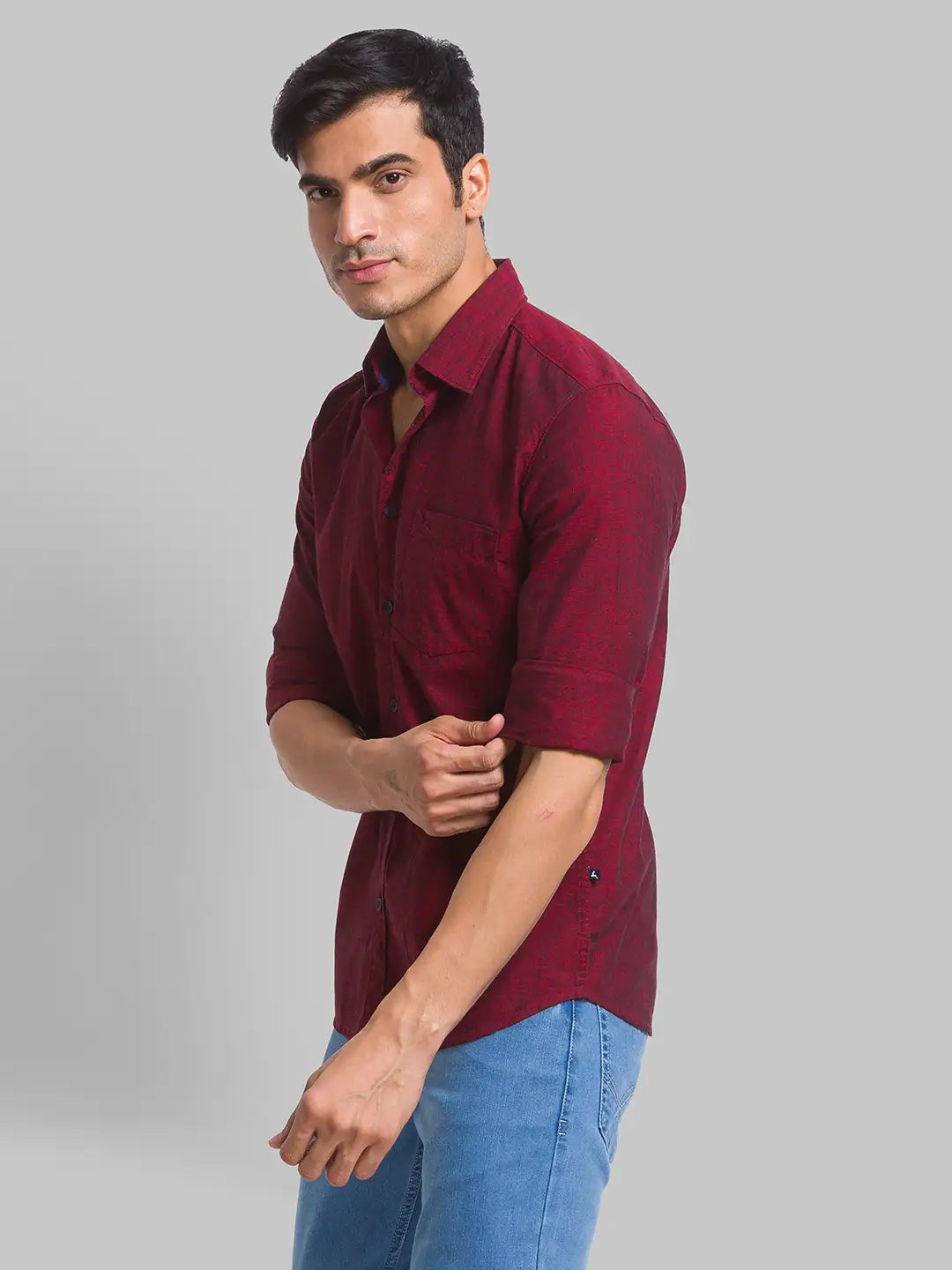 Men Slim Fit Light Fawn Shirt