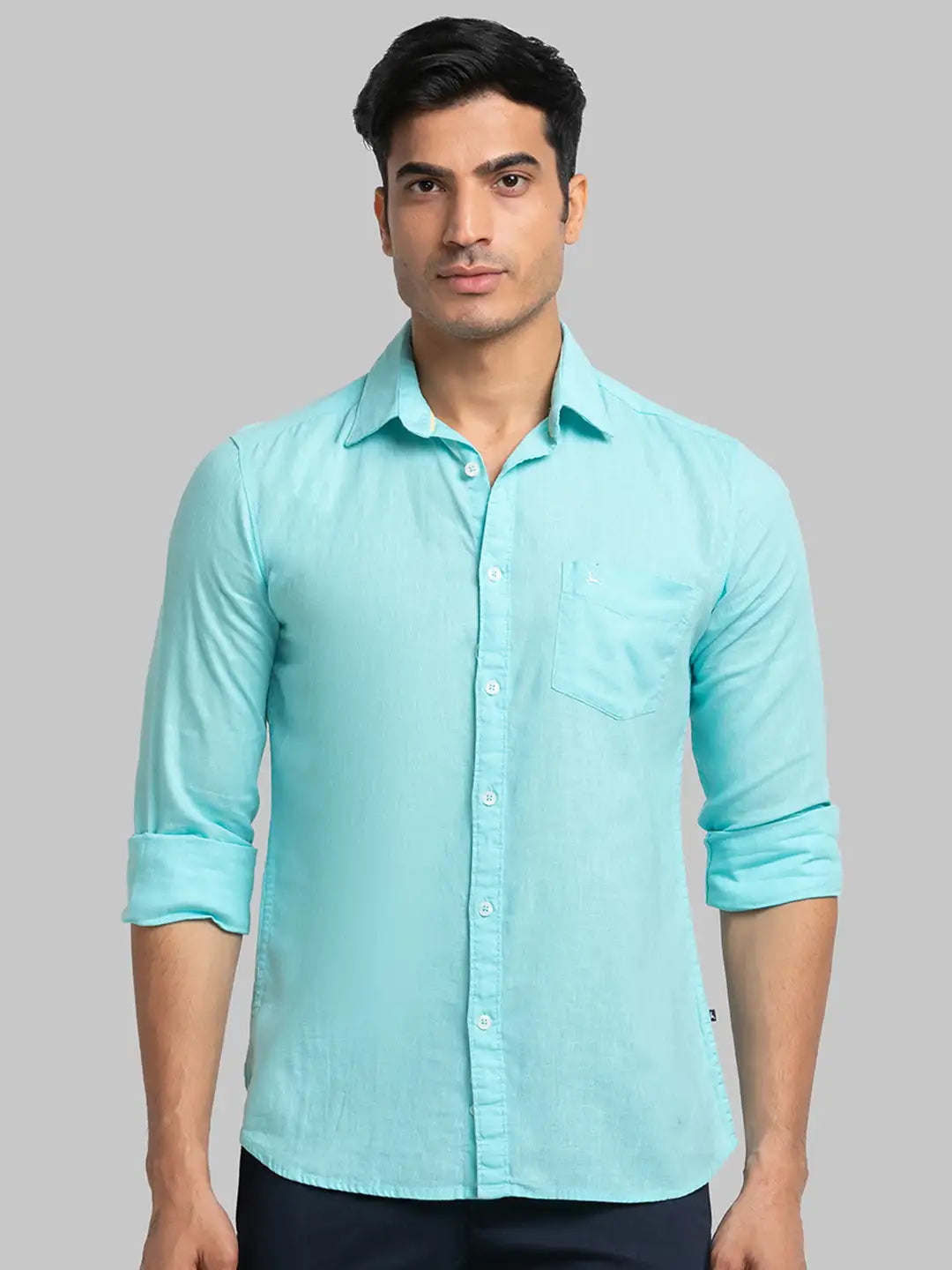 Men Slim Fit Light Green Shirt