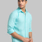 Men Slim Fit Light Green Shirt