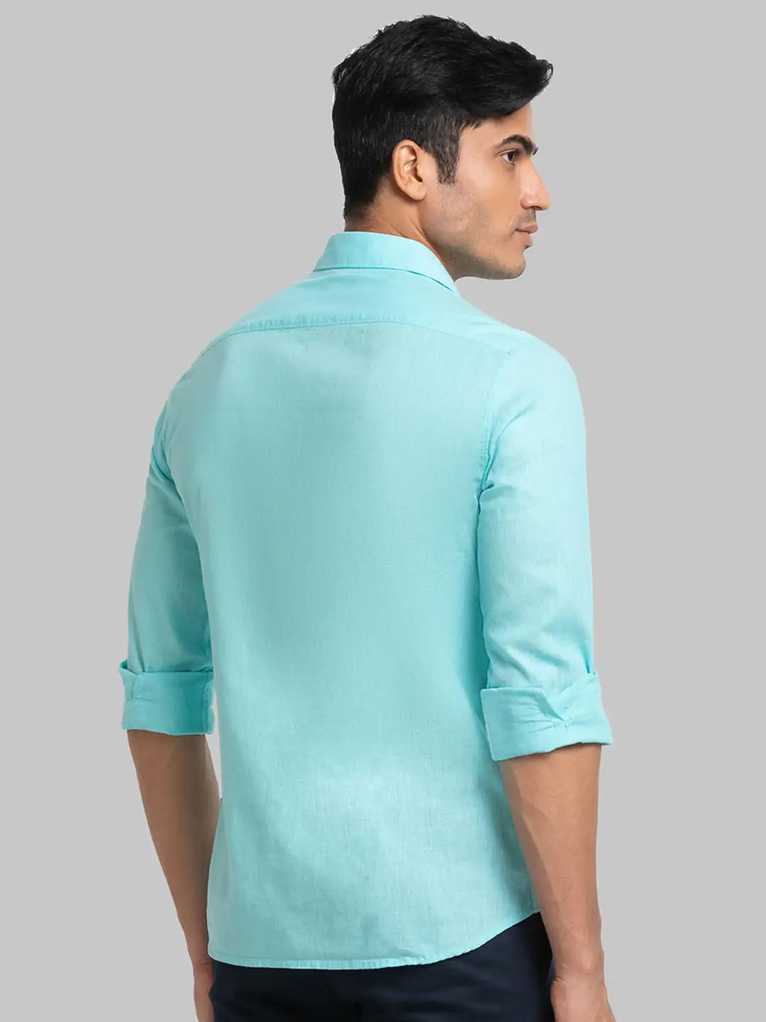 Men Slim Fit Light Green Shirt