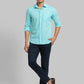 Men Slim Fit Light Green Shirt