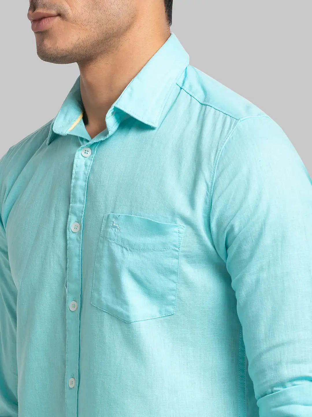 Men Slim Fit Light Green Shirt