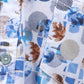 Parx Men Blue Printed Slim Fit Cotton Full Sleeve Cut Away Collar Shirt