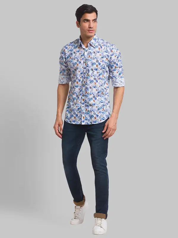 Men Slim Fit Grey Shirt