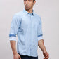 Parx Men Blue Checks Slim Fit Cotton Full Sleeve Cut Away Collar Shirt