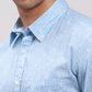 Parx Men Blue Checks Slim Fit Cotton Full Sleeve Cut Away Collar Shirt
