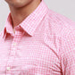 Men Grey Slim Fit Checks Cotton Full Sleeve Cut Away Collar Shirts