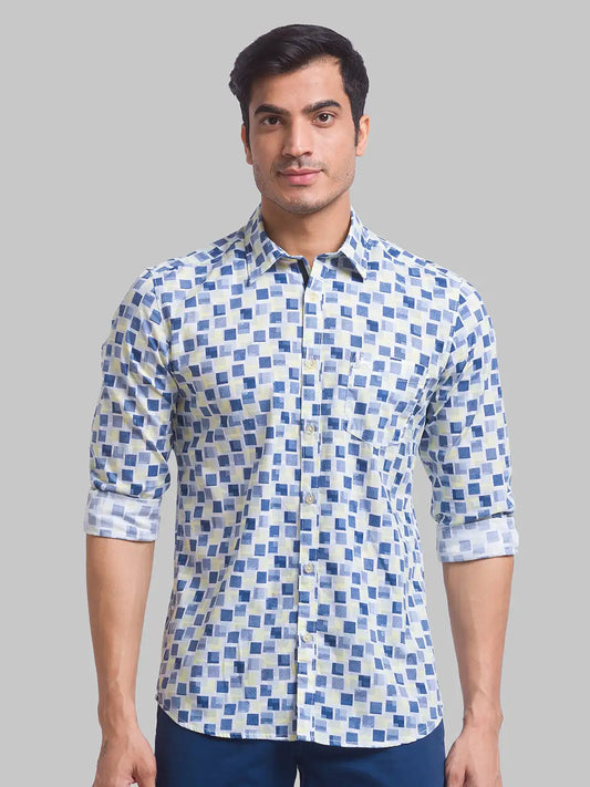 Men Slim Fit Light Green Shirt