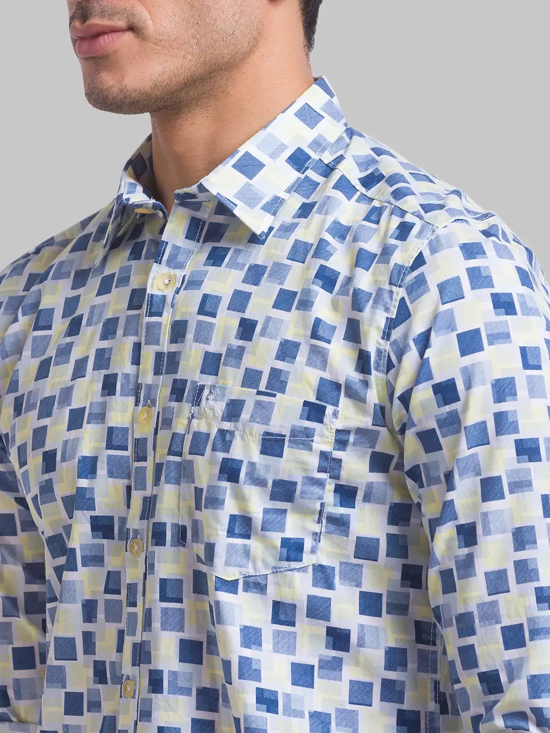 Men Slim Fit Light Green Shirt