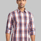 Parx Men Orange Checks Slim Fit Cotton Blend Full Sleeve Shirts