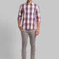 Parx Men Orange Checks Slim Fit Cotton Blend Full Sleeve Shirts