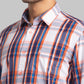 Parx Men Orange Checks Slim Fit Cotton Blend Full Sleeve Shirts