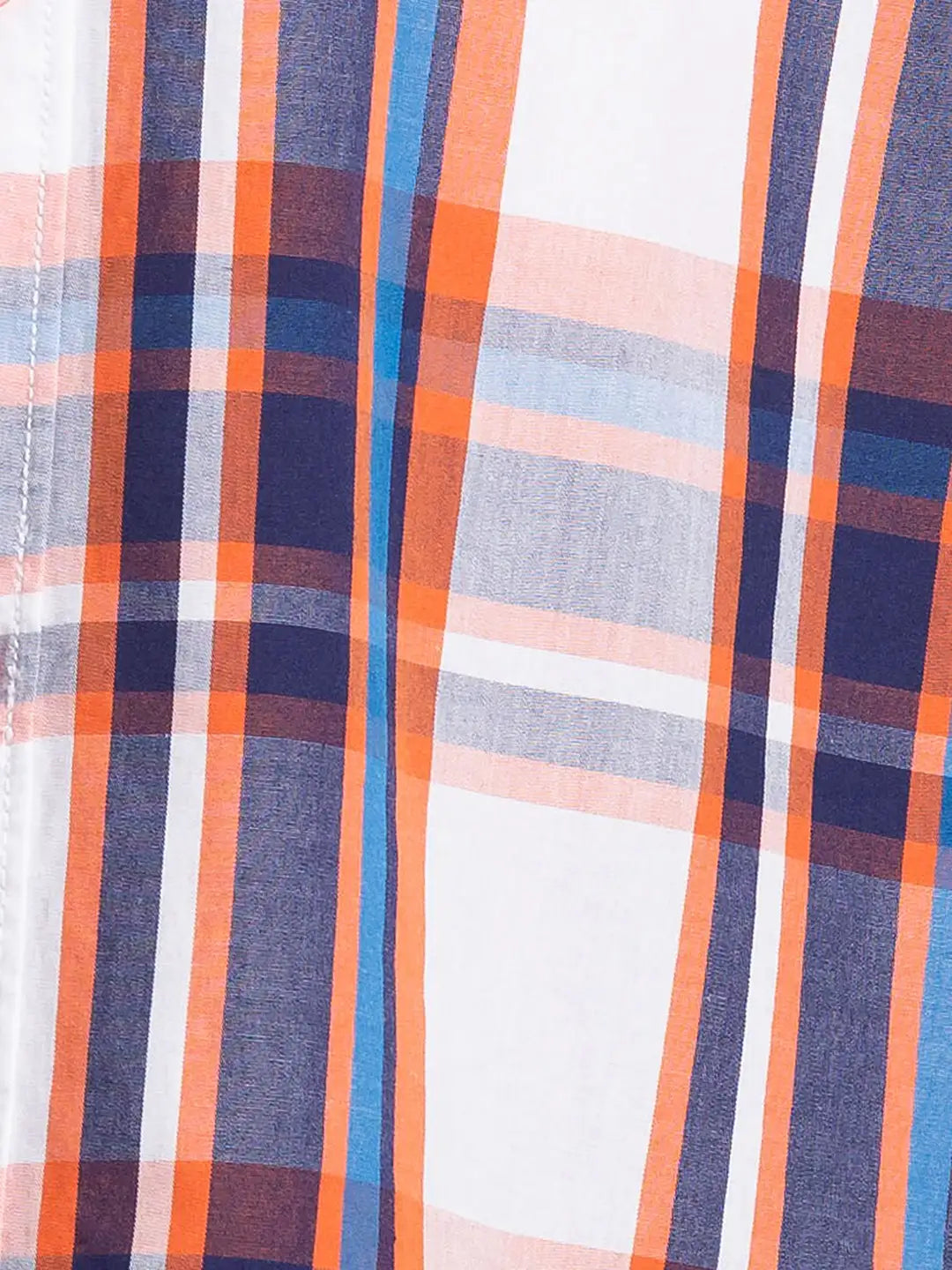 Parx Men Orange Checks Slim Fit Cotton Blend Full Sleeve Shirts