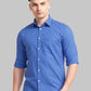 Parx Men Blue Printed Slim Fit Cotton Full Sleeve Cut Away Collar Shirt