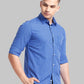 Parx Men Blue Printed Slim Fit Cotton Full Sleeve Cut Away Collar Shirt