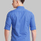Parx Men Blue Printed Slim Fit Cotton Full Sleeve Cut Away Collar Shirt