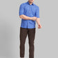 Parx Men Blue Printed Slim Fit Cotton Full Sleeve Cut Away Collar Shirt