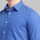 Parx Men Blue Printed Slim Fit Cotton Full Sleeve Cut Away Collar Shirt