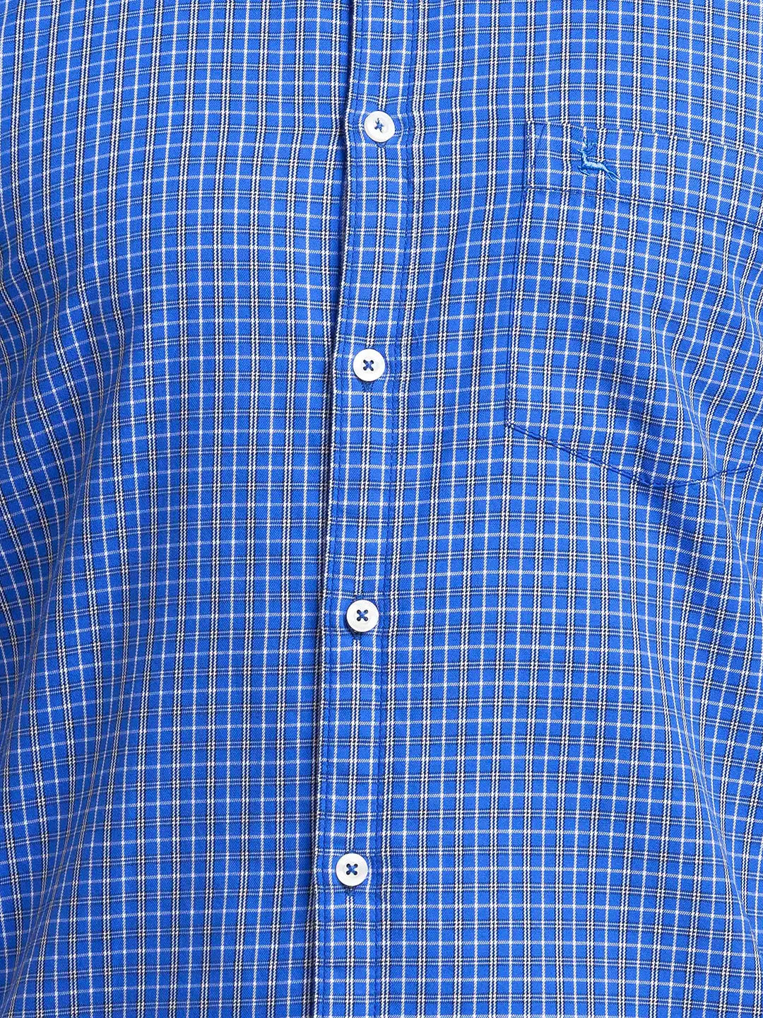 Parx Men Blue Printed Slim Fit Cotton Full Sleeve Cut Away Collar Shirt