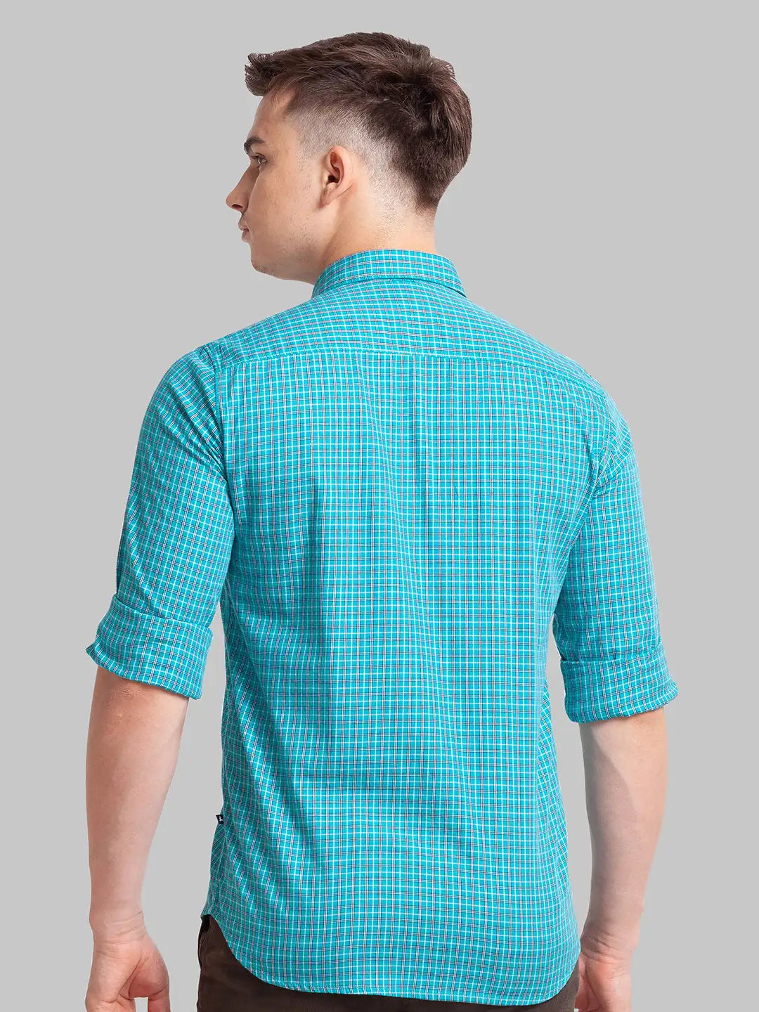 Parx Men Orange Stripe Slim Fit Cotton Full Sleeve Cutaway Collar Shirt