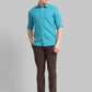 Parx Men Orange Stripe Slim Fit Cotton Full Sleeve Cutaway Collar Shirt
