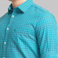 Parx Men Orange Stripe Slim Fit Cotton Full Sleeve Cutaway Collar Shirt