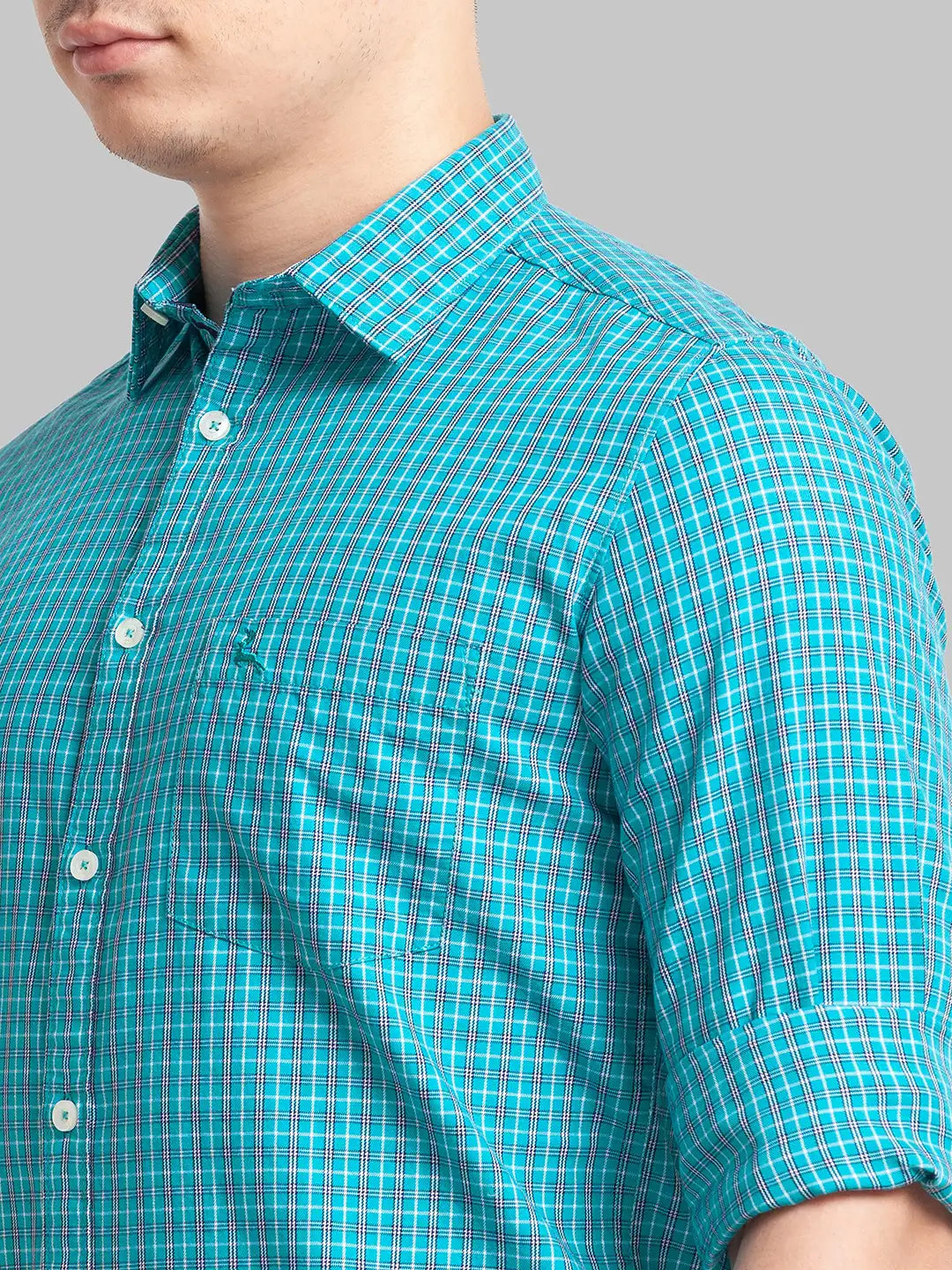 Parx Men Orange Stripe Slim Fit Cotton Full Sleeve Cutaway Collar Shirt