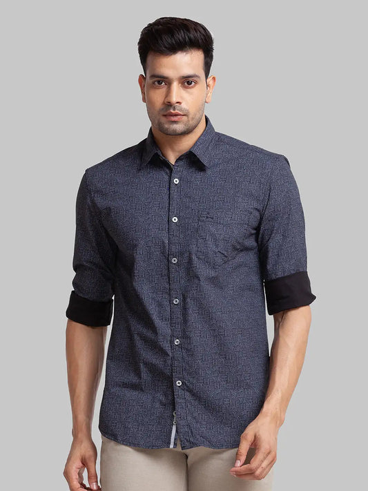 Men Slim Fit Blue Shirt