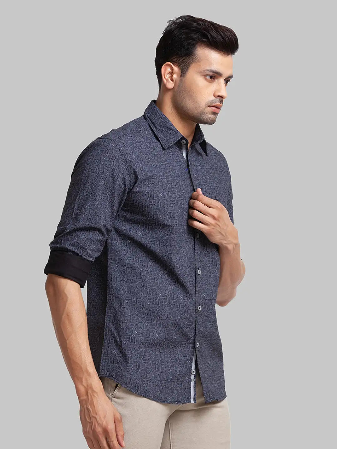 Men Slim Fit Blue Shirt