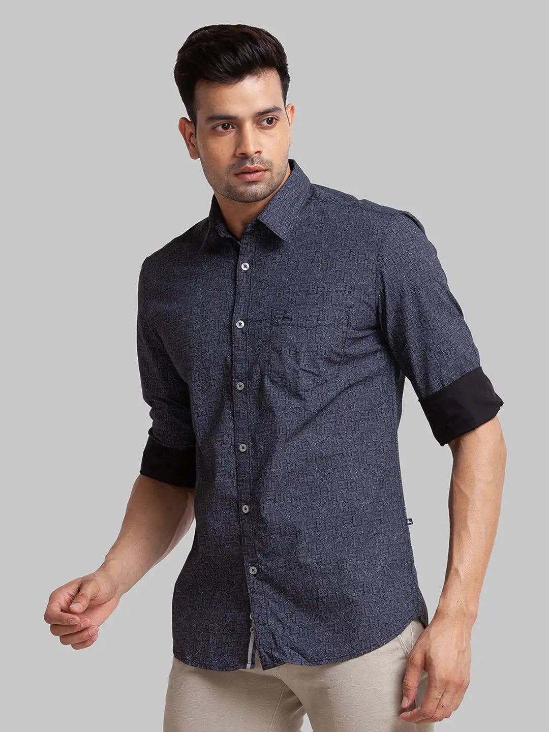 Men Slim Fit Blue Shirt