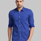 Parx Men Violet Checks Slim Fit Cotton Full Sleeve Cut Away Collar Shirt