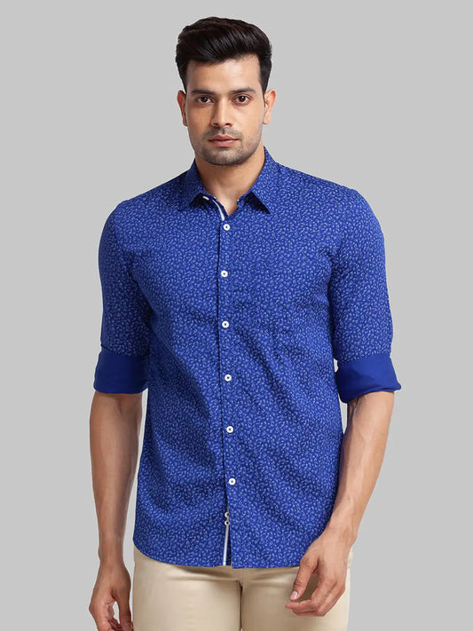 Parx Men Violet Checks Slim Fit Cotton Full Sleeve Cut Away Collar Shirt