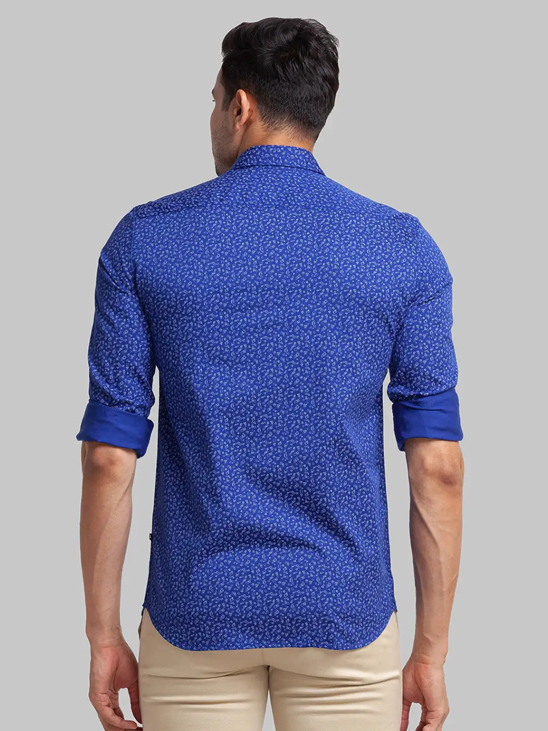 Parx Men Violet Checks Slim Fit Cotton Full Sleeve Cut Away Collar Shirt