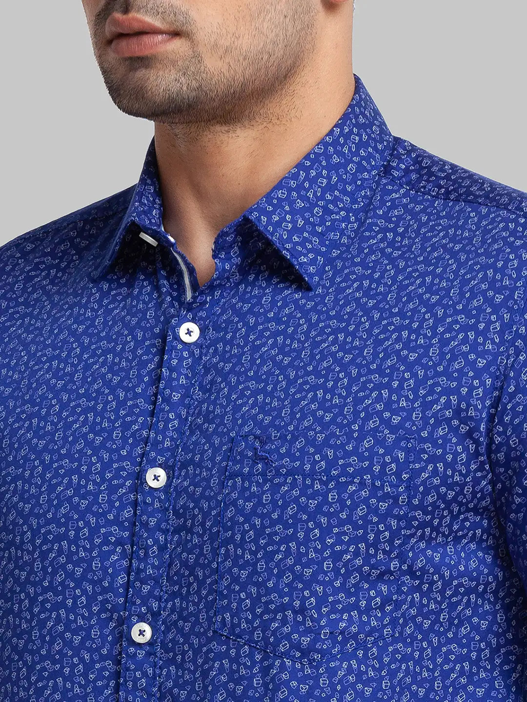 Parx Men Violet Checks Slim Fit Cotton Full Sleeve Cut Away Collar Shirt