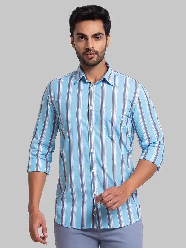 Men Slim Fit Blue Shirt