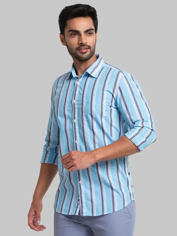 Men Slim Fit Blue Shirt