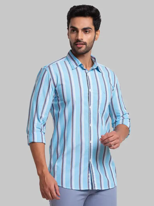 Men Slim Fit Blue Shirt