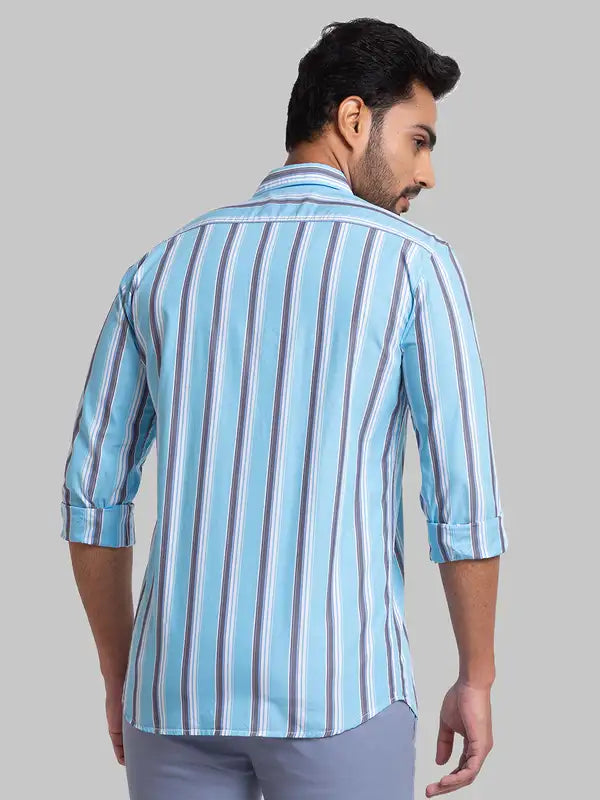Men Slim Fit Blue Shirt