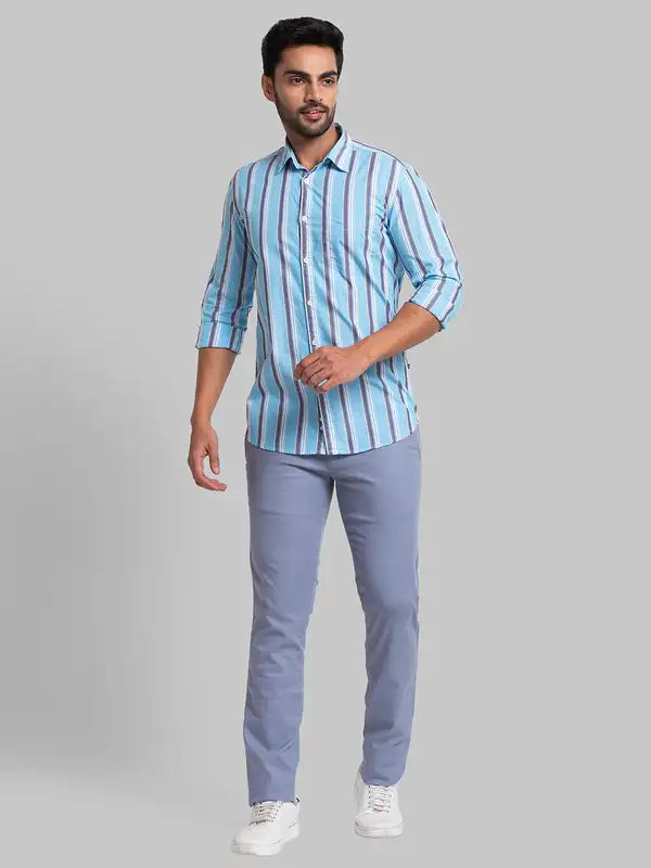 Men Slim Fit Blue Shirt