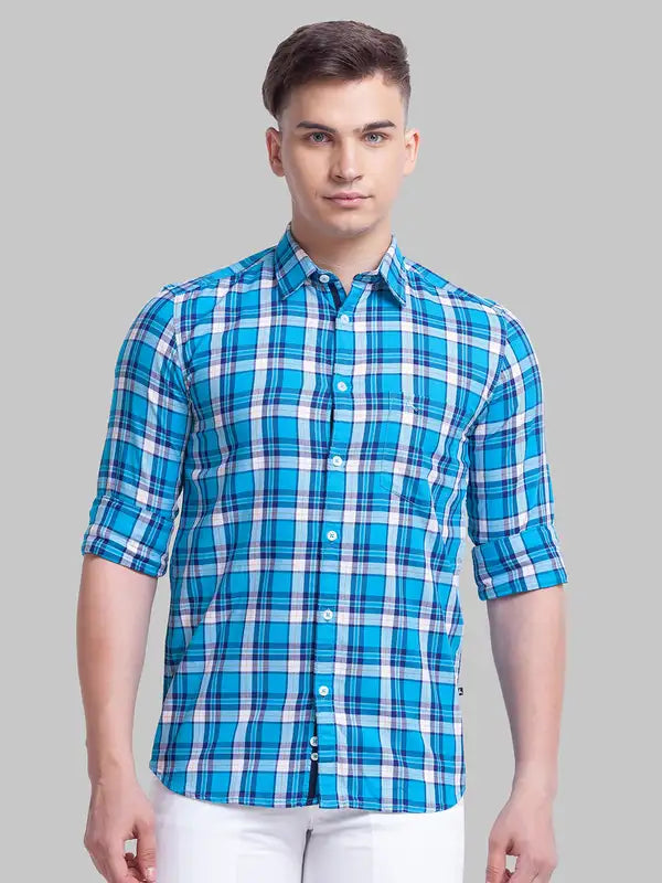 Men Slim Fit Blue Shirt