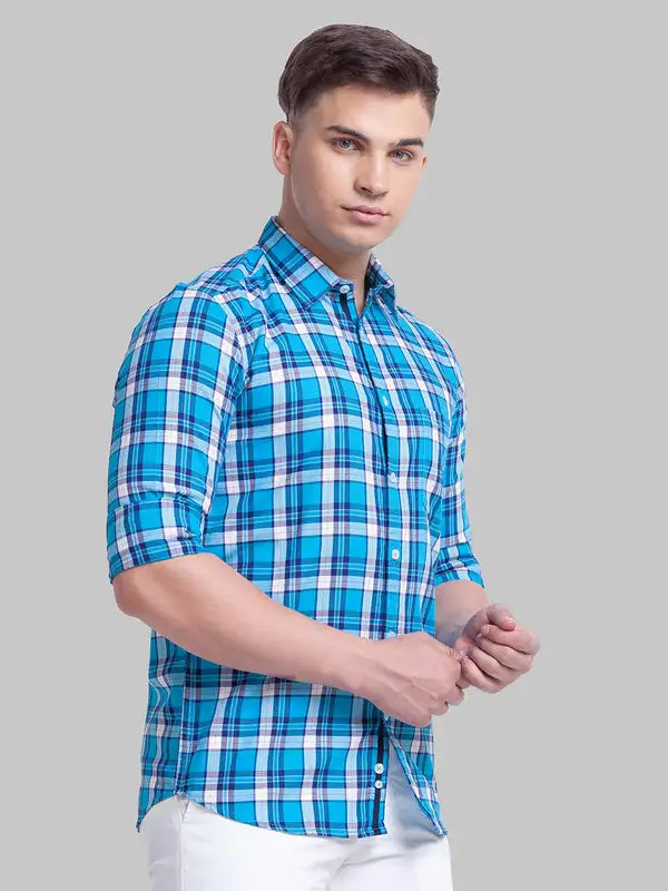 Men Slim Fit Blue Shirt