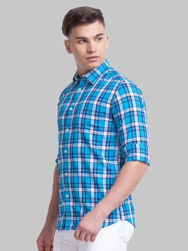 Men Slim Fit Blue Shirt