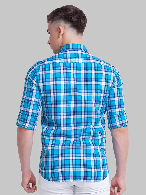 Men Slim Fit Blue Shirt