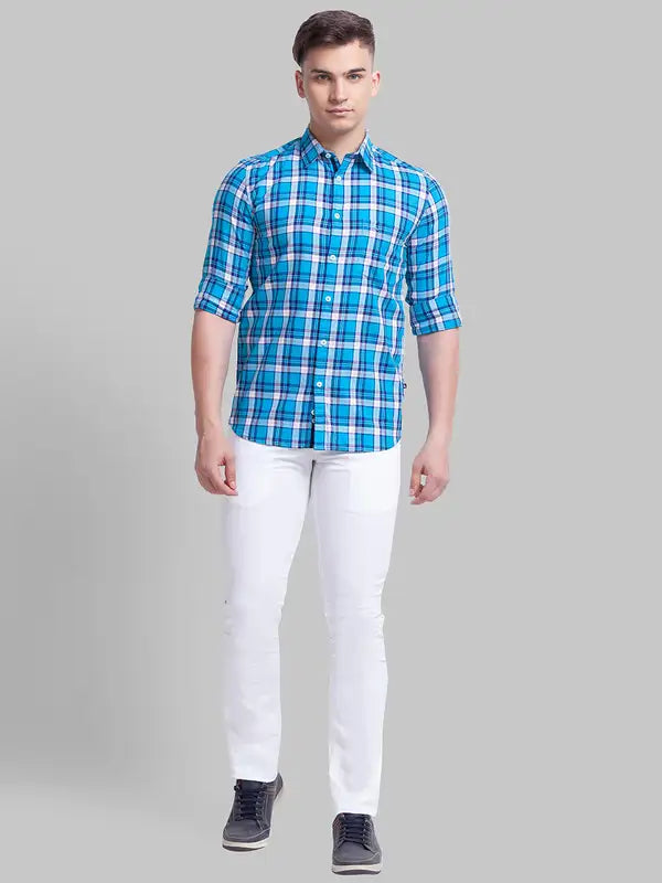 Men Slim Fit Blue Shirt