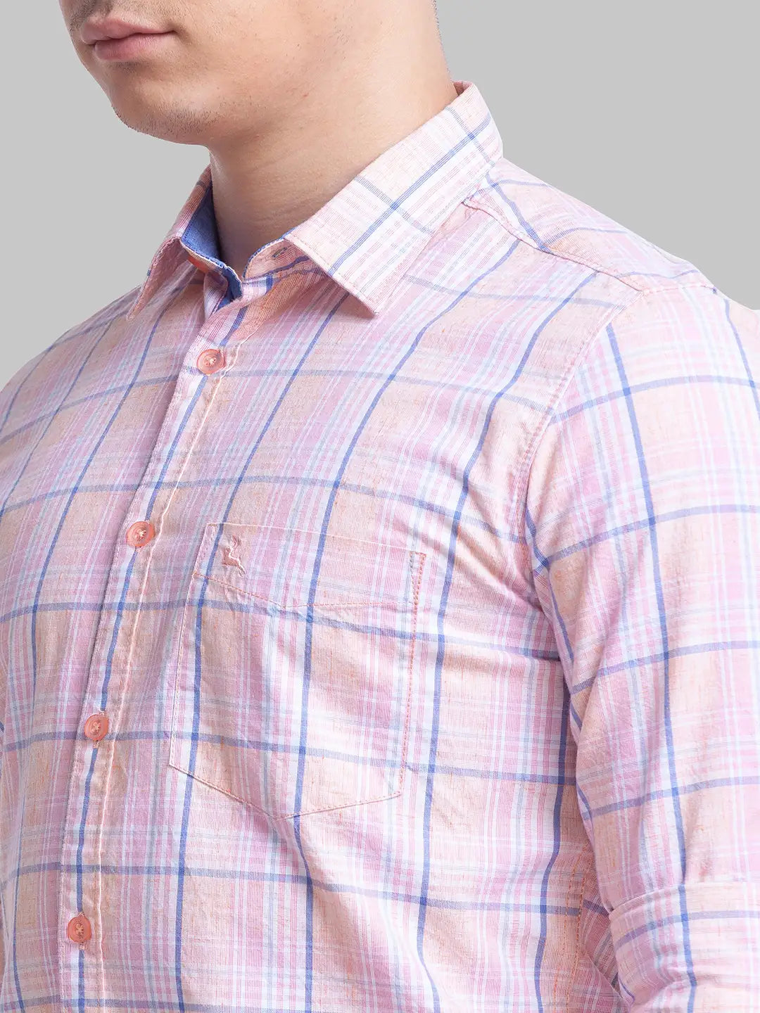 Parx Men Yellow Checks Slim Fit Cotton Full Sleeve Shirts