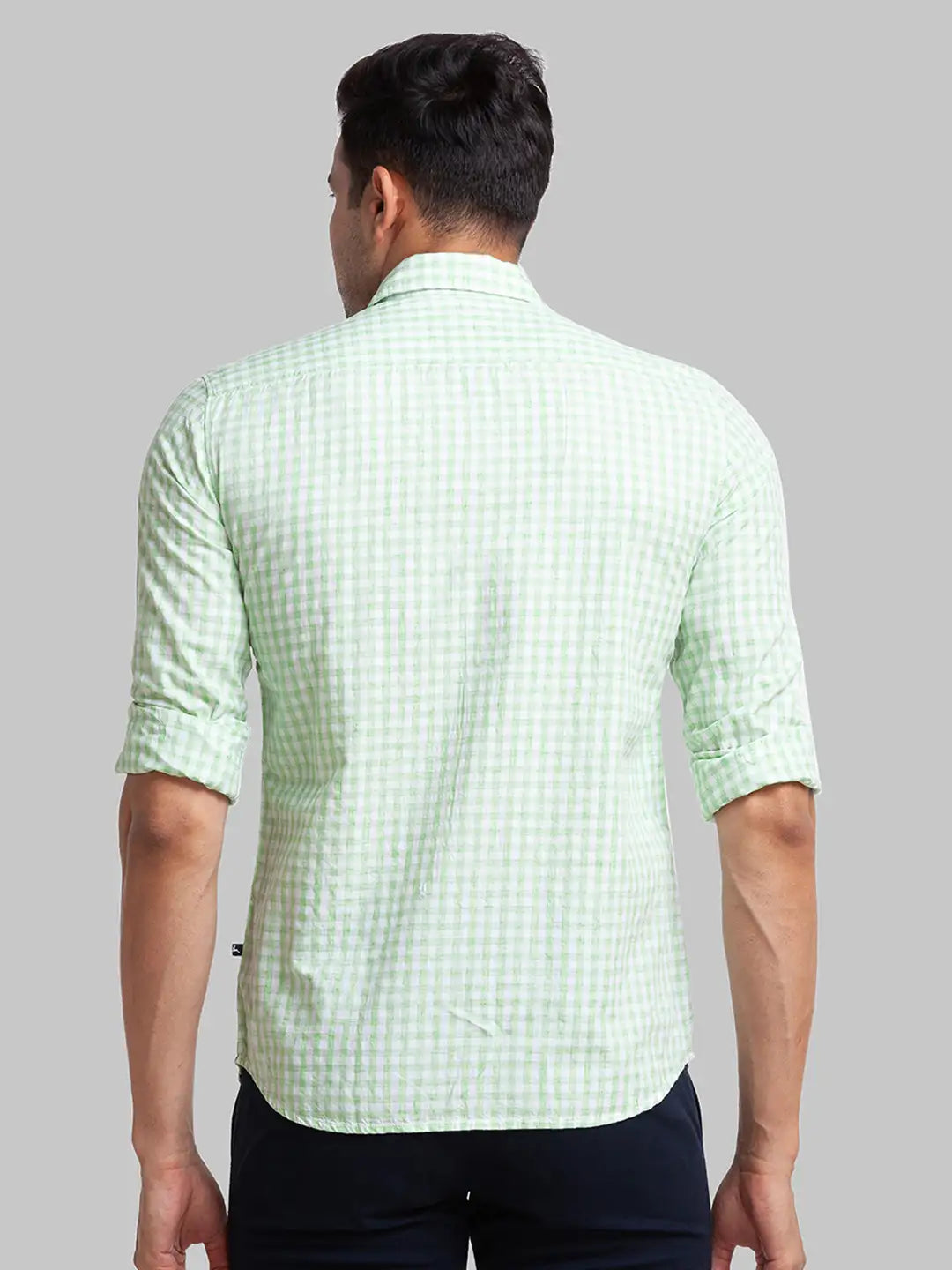 Parx Men Blue Checks Slim Fit Cotton Full Sleeve Shirt